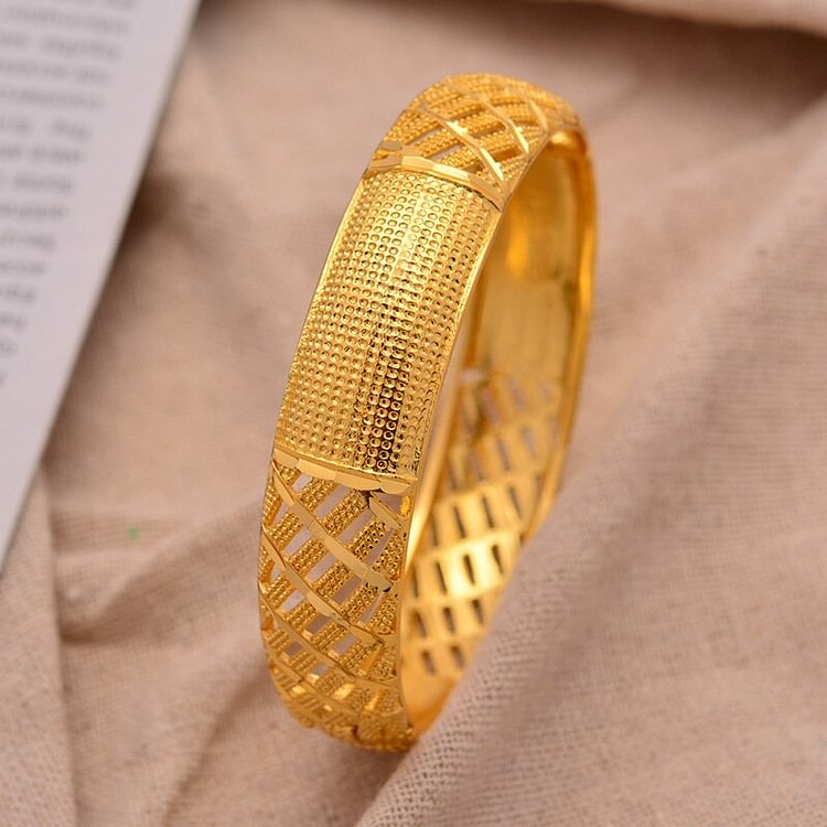 Can open Ethiopian Ethnic Jewelry Gold Color Bracelet Bangles For Women