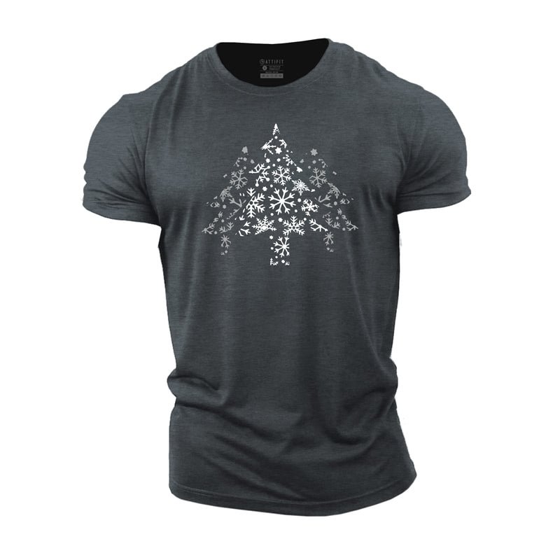 Cotton Snowflake Christmas Tree Men's T-shirts tacday