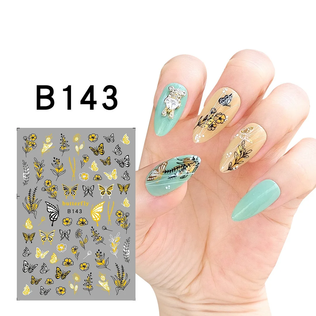 1Pcs Iridescent Silver Laser Snowflakes 3D Nail Stickers Leaves Flowers Summer Self Adhesive Transfer Sliders For Manicures Tips-Nail Inspo