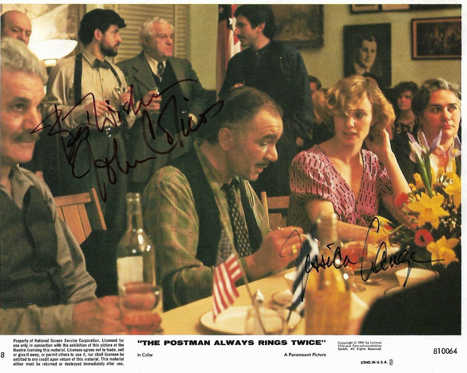 Jessica Lange & John Colicos Autographed 8 x 10 Signed Photo Poster painting COA