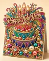 6pcs DIY Happy New Year Diamond Painting 3D Greeting Card