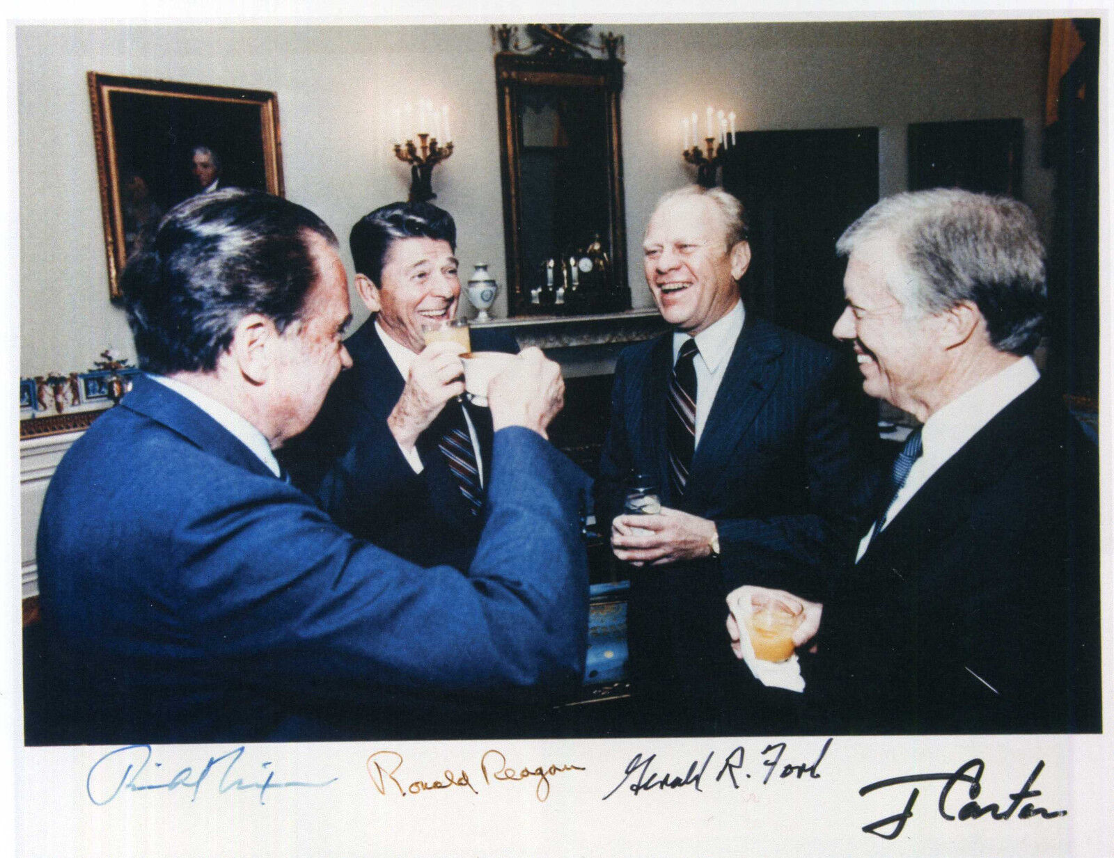 US PRESIDENTS Signed Photo Poster paintinggraph - Nixon / Carter / Ford / Reagan - preprint