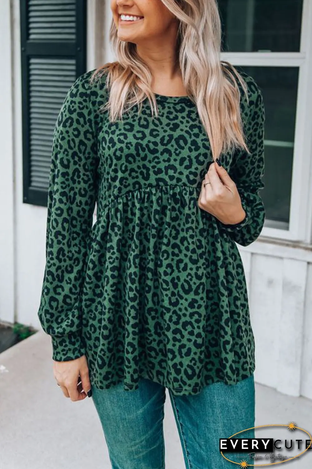 Leopard Long Sleeve Flowy Top
