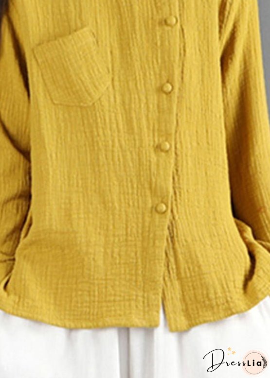 Unique Yellow Patchwork Shirt Long Sleeve