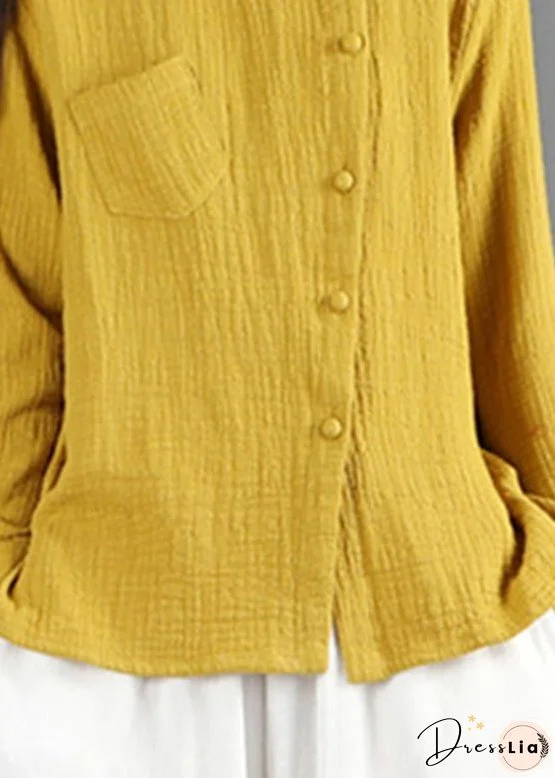 Unique Yellow Patchwork Shirt Long Sleeve
