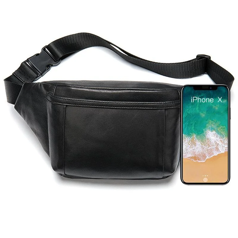 Simple Leather Sports Chest Bag Solid Color Soft Retro Waist Bag Crossbody Bag