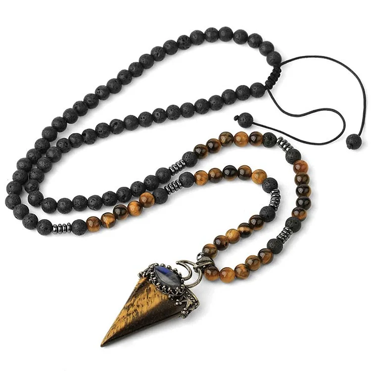 Natural Stone Prismatic Meditation Beaded Necklace