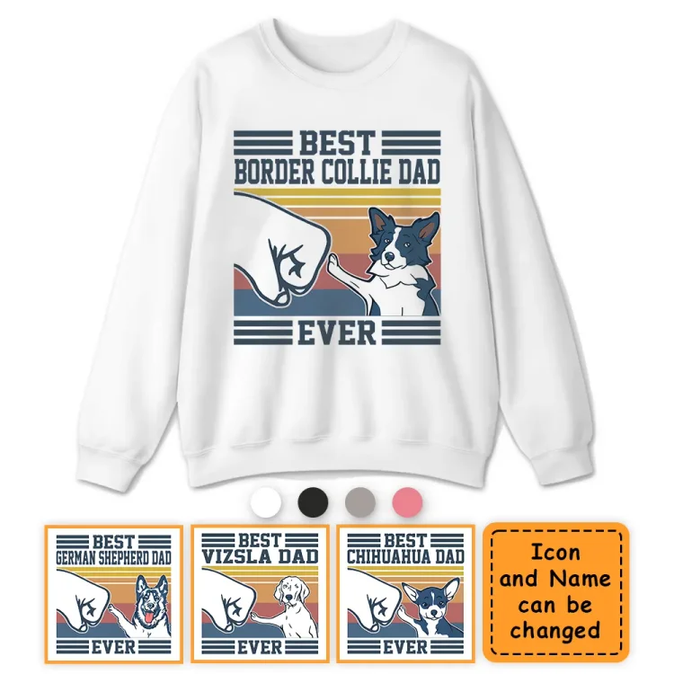Personalized Crewneck Sweatshirt-Best Dog Dad Personalized Sweatshirt