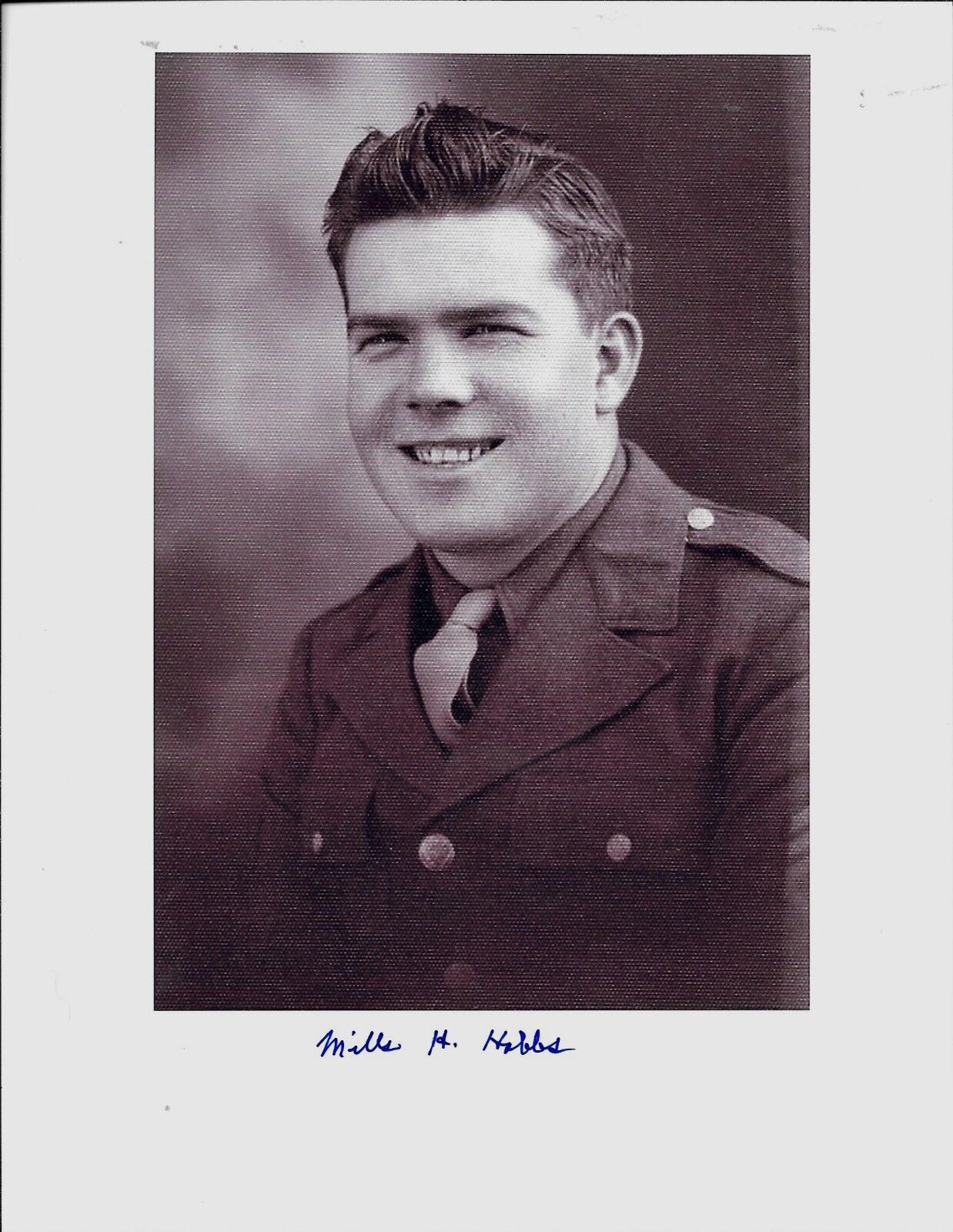 MILLS HOBBS 29TH INFANTRY DIVISION 115 A CO. D-DAY VETERAN,RARE SIGNED Photo Poster painting