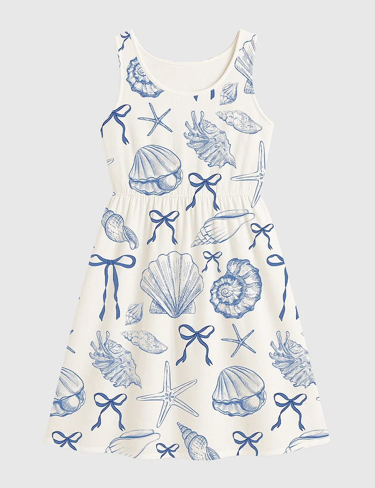 Women&rsquo;s Coquette Seashell Beach Coastal Summer Vibes Sleeveless Dress