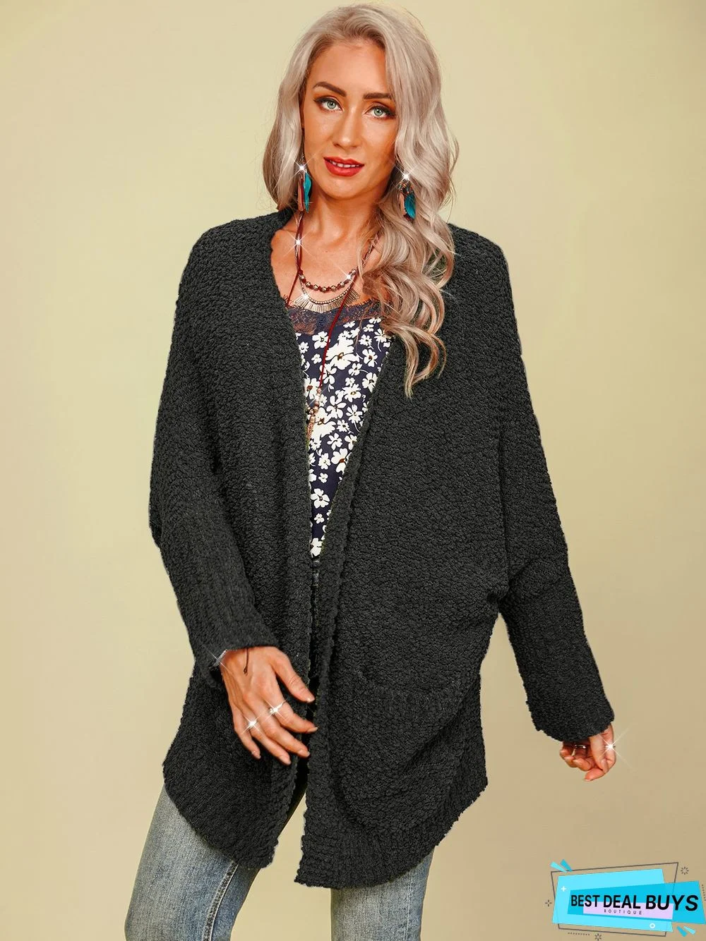 plain long sleeve Cardigan