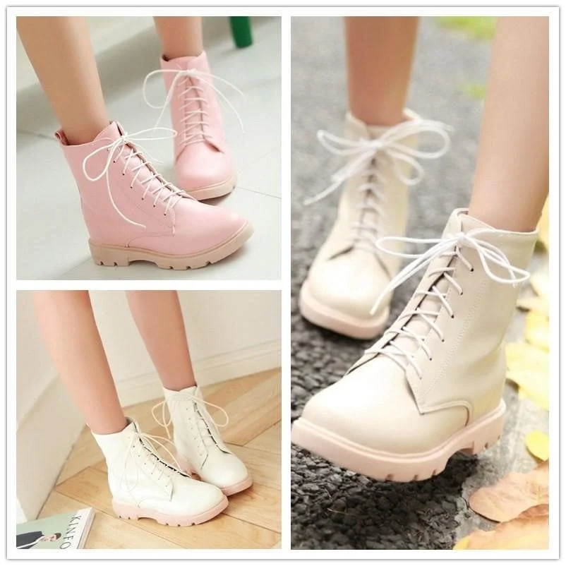 White/Beige/Black/Pink Pastel Lolita Boots SP1710780