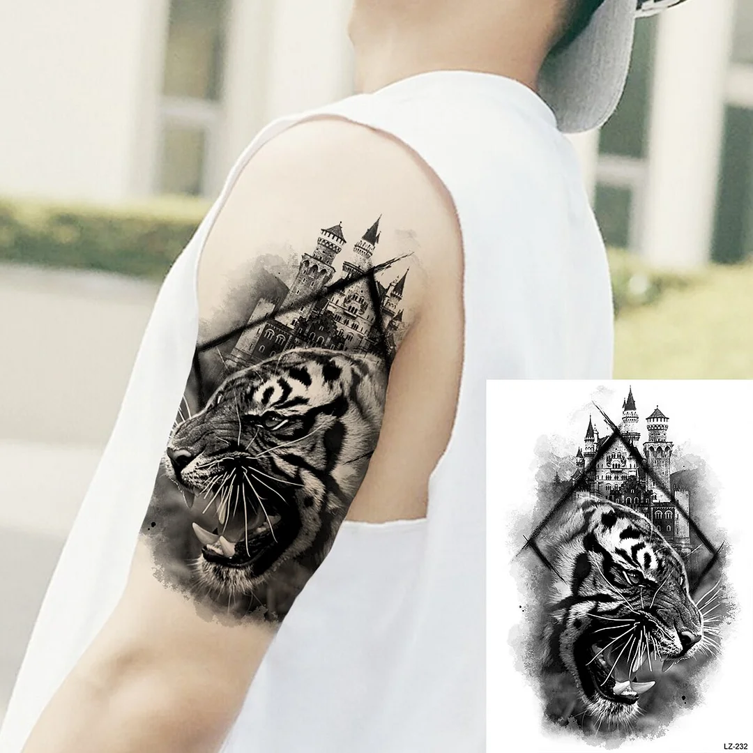 Sdrawing Cuttlefish Skeletion Scary Temporary Tattoos For Men Women Pirate Tiger Skull Totem Fake Tattoo Sticker Tatoos Octopus
