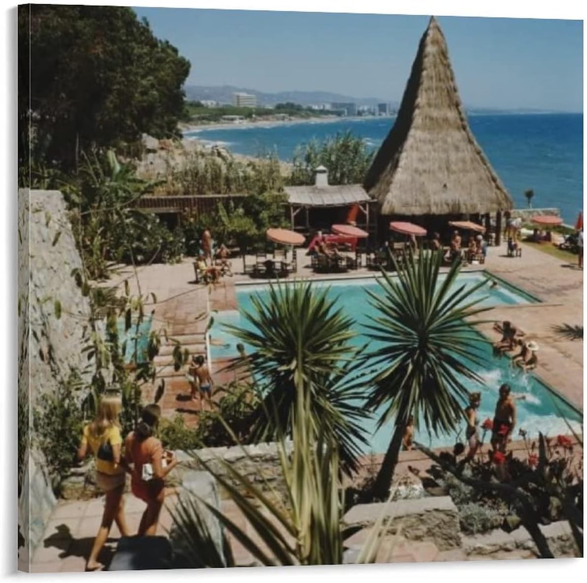 Cancun Mexico Tourism Landscape Wall Art Beach Pool Wall Art Park Wall Art Canvas Painting Posters and Prints Wall Art Pictures for Living Room Bedroom Decor 28x28inch(70x70cm) Frame-Style 28x28inch(70x70cm)