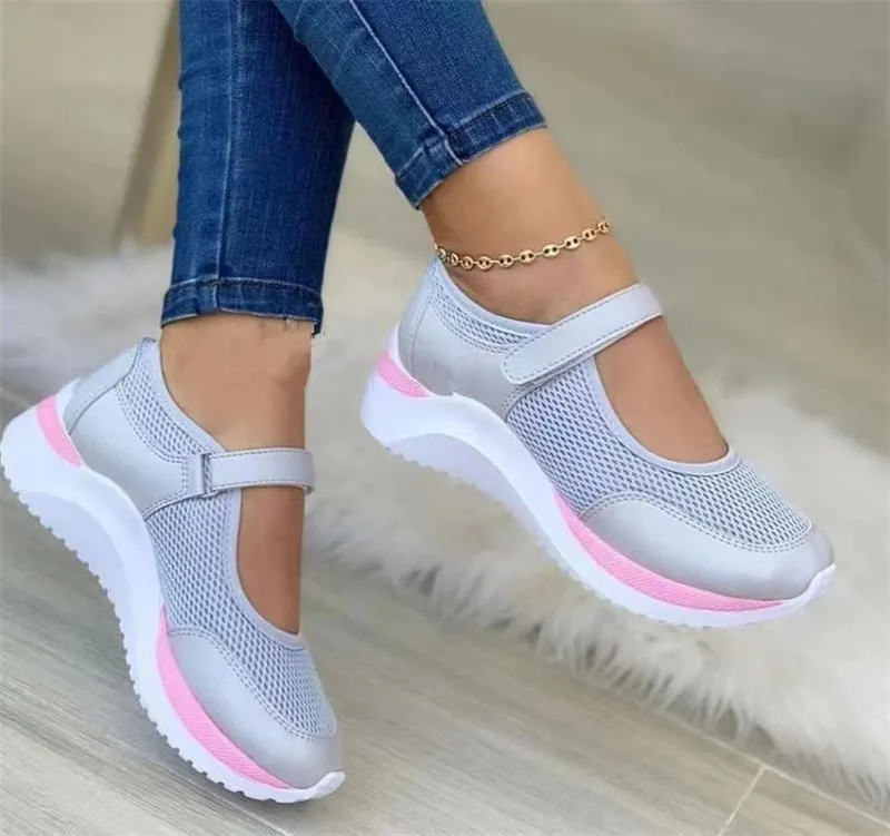 Breakj Breakj New Casual Single-Shoe Women's Thick Sole Flying Weaving Breathable Magic Stick Casual Mesh Large Size Women's Shoes