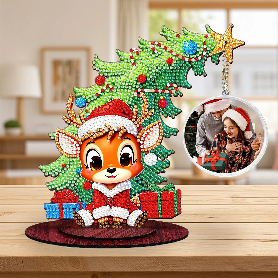 Photo Christmas Tree 5D DIY Diamond Art Tabletop Wood Decorations Ornament Kits