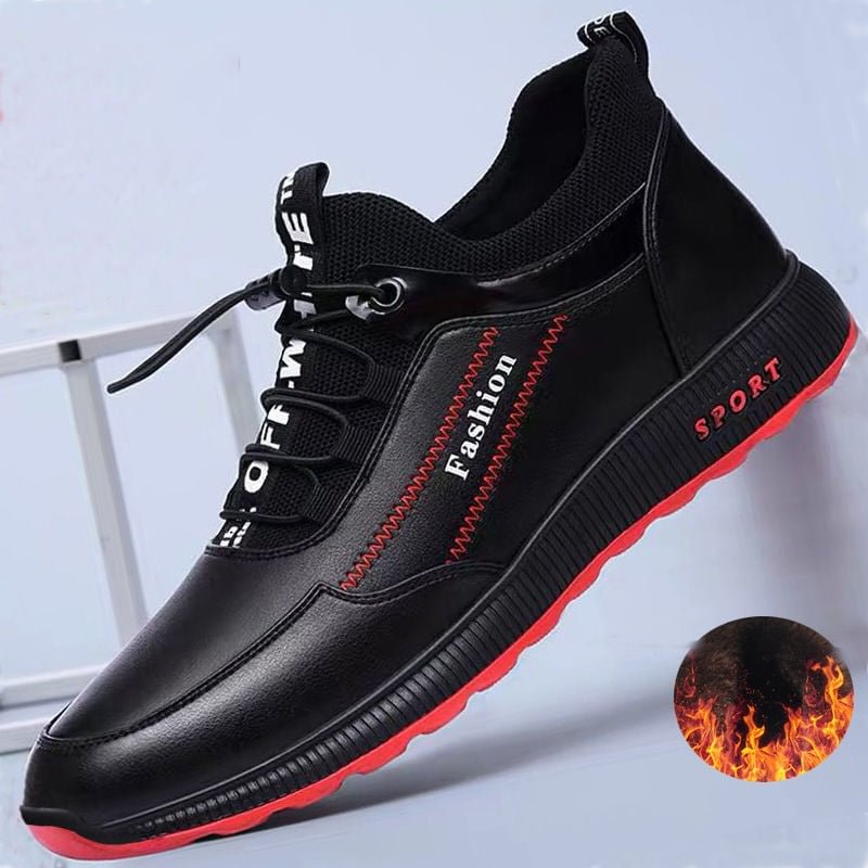 2020 Fashion leather Shoes Men Casual Shoes winter Plus velvet to keep warm black Comfortbale Sneakers Men Flats Shoes Big Size