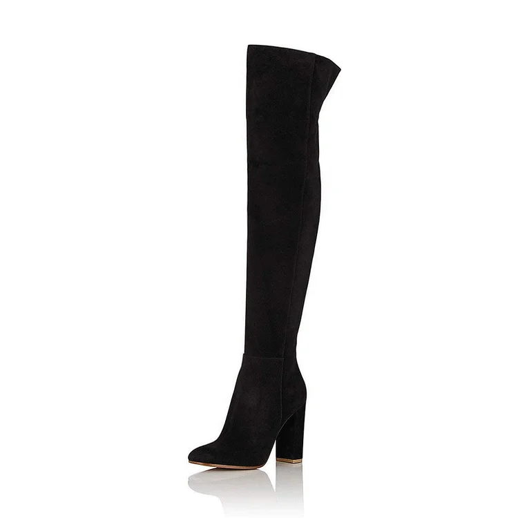 Chunky High Heel Over The Knee Stretch Zipper Boots Vdcoo