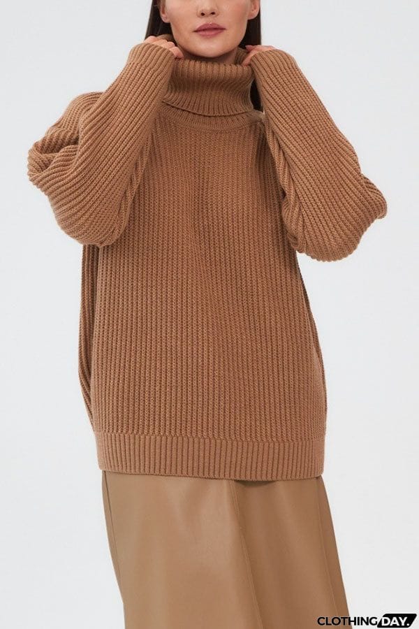 Turtleneck Pullover Loose Knit Sweater