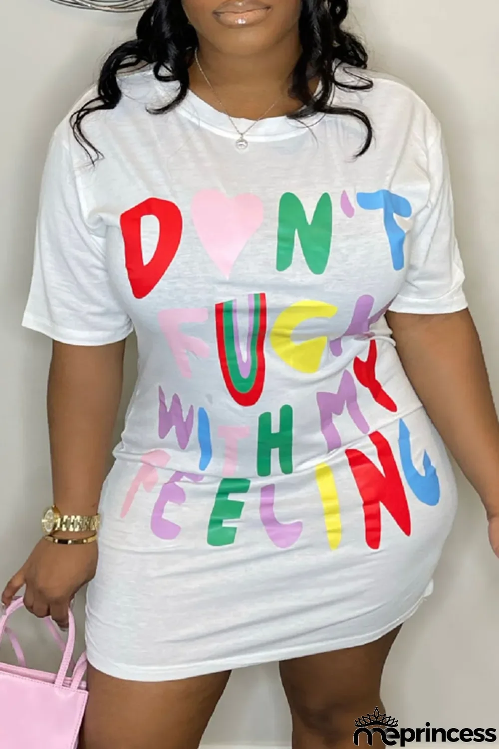 Grey Casual Print Patchwork O Neck Straight Plus Size Dresses