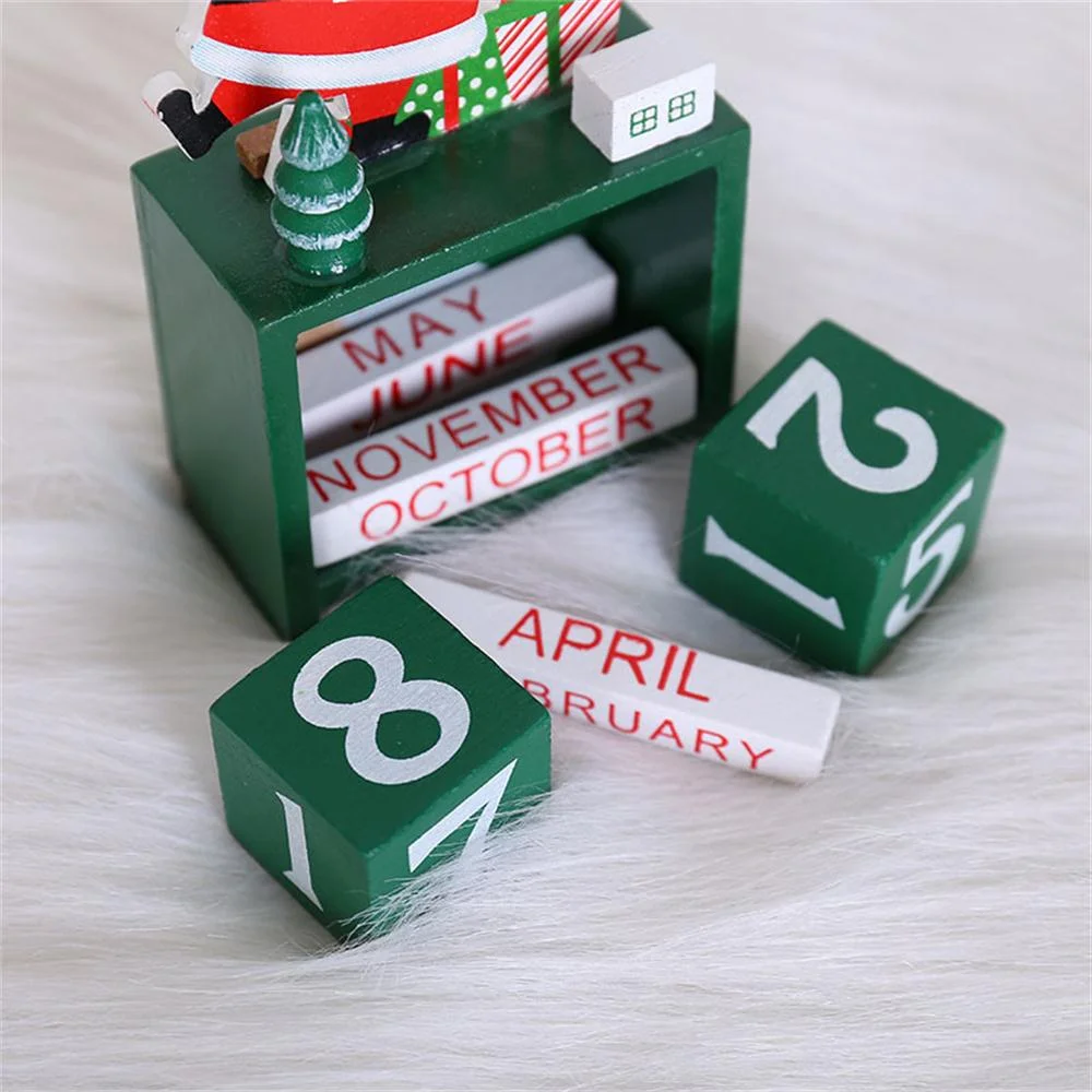 Christmas wooden cartoon old man snowman moose calendar ornament