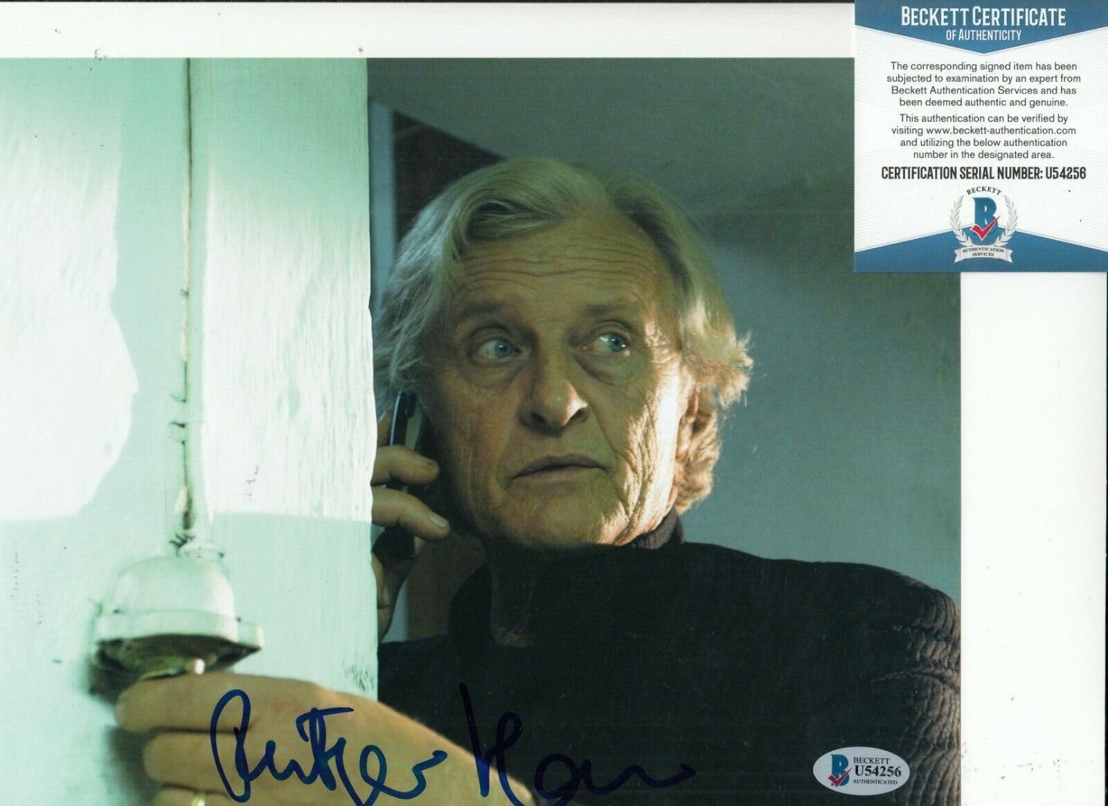 RUTGER HAUER signed (THE HITCHER) Movie 8X10 Photo Poster painting *PROOF* BECKETT BAS U54256