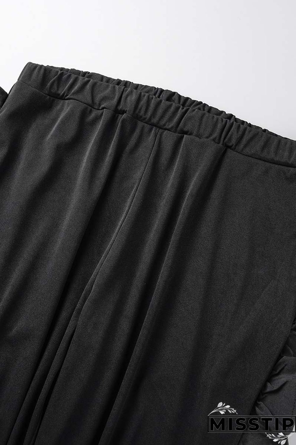 Black Casual Solid Patchwork Zipper Collar Plus Size Two Pieces