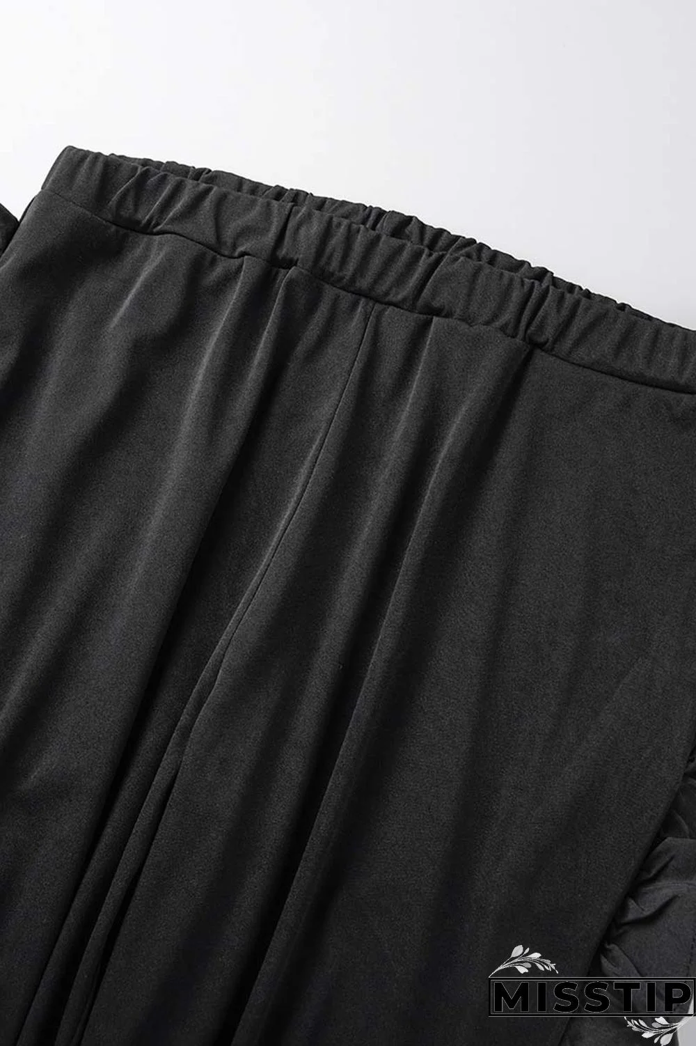 Black Casual Solid Patchwork Zipper Collar Plus Size Two Pieces