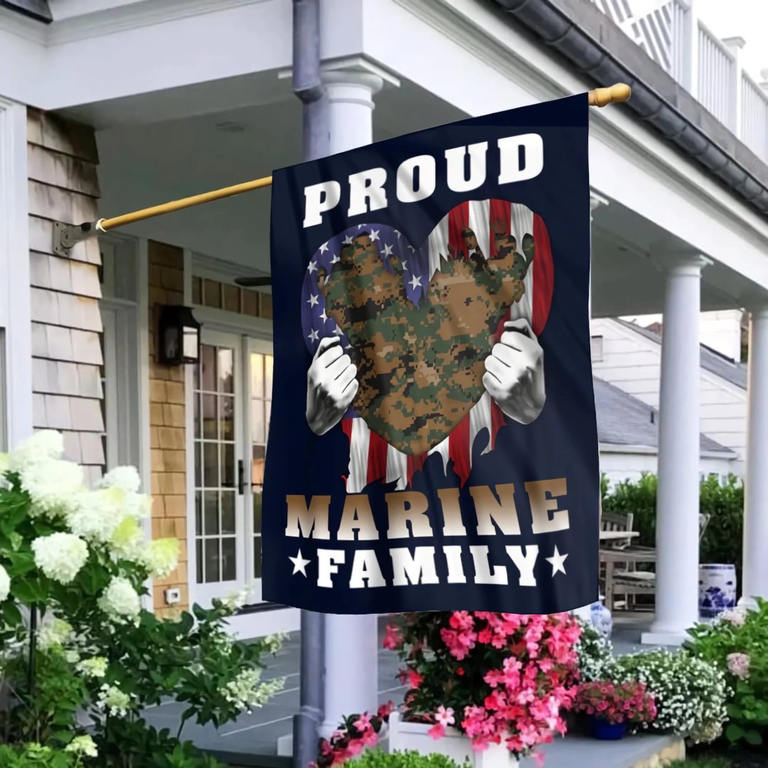 Proud Marine Family House Flag , Independence Day 2022, Marine  Flag, Lovely Gift Patriotic Flag