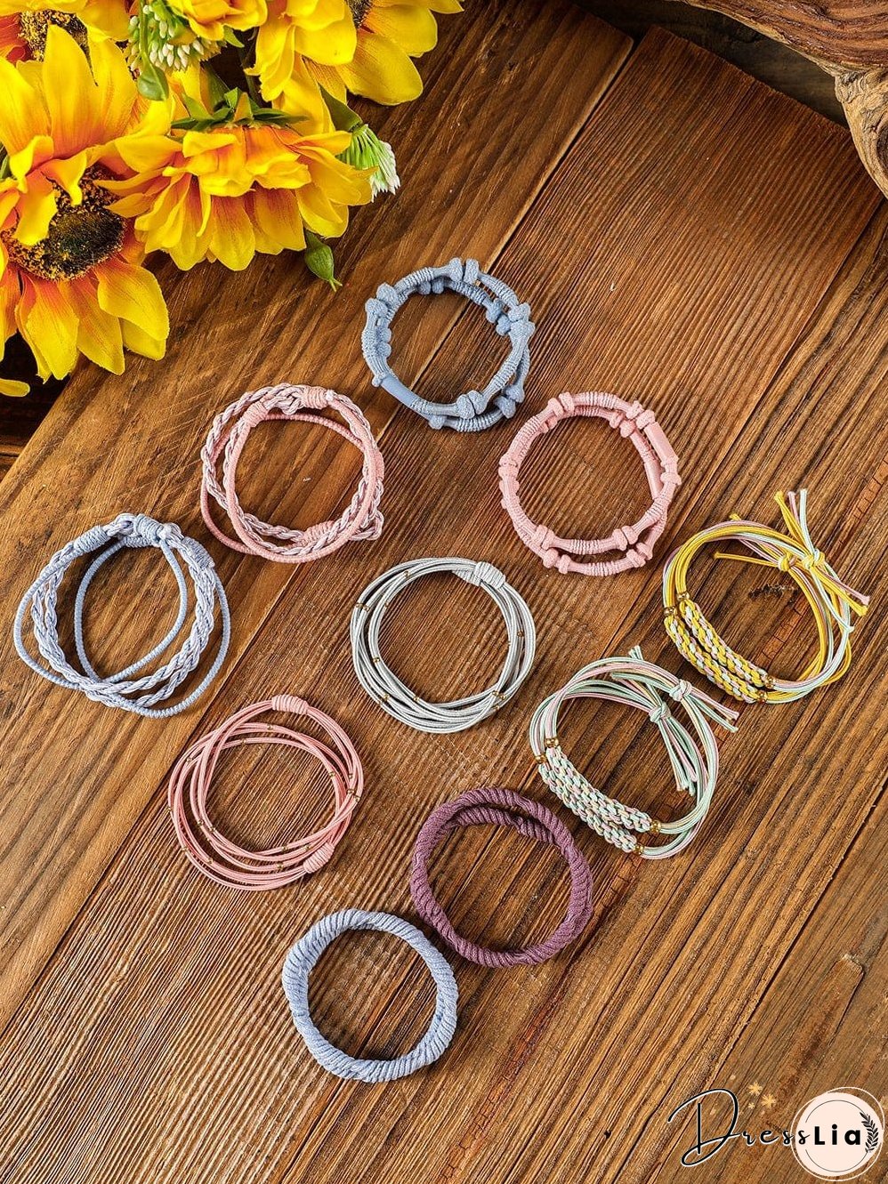Boho Knotted Hair Ties Set in Pink Multi-color, 20 Pieces