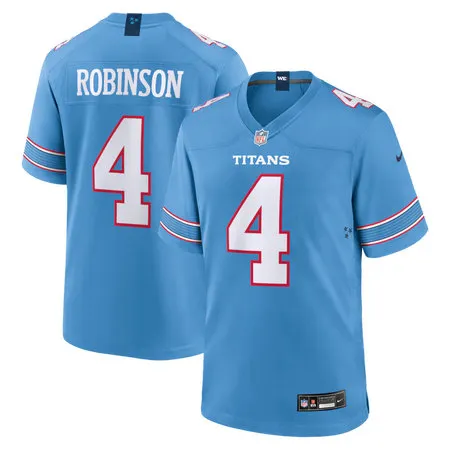 Men's Tennessee Titans #4 Wan'Dale Robinson Nike Light Blue Team Game Jersey