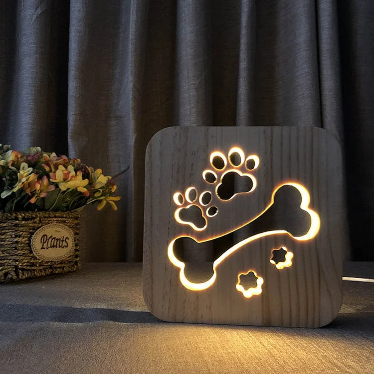 Dog Bone Wooden Decorative Light slivor