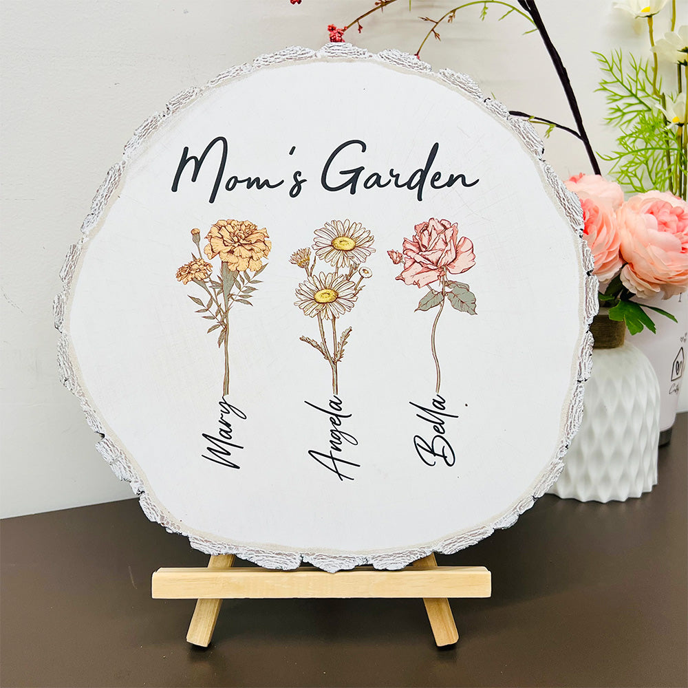 Loveyoufancy 50%OFF ⭐️ Mom's Garden is Her Children Custom Natural Wood Slice With Name