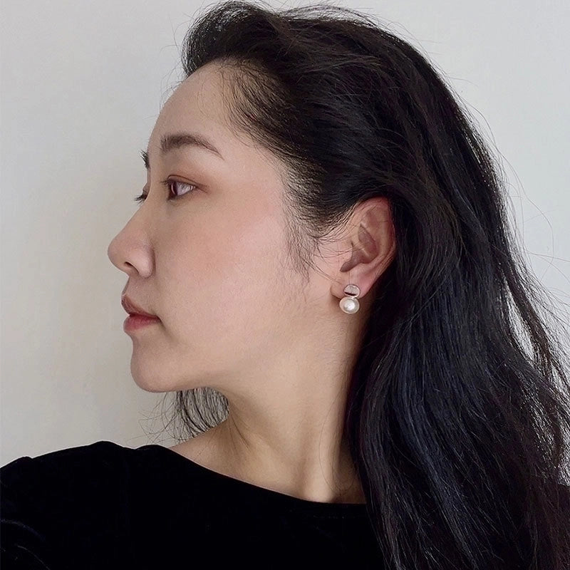 1 Pair 925 Sterling Silver Round Ear Studs