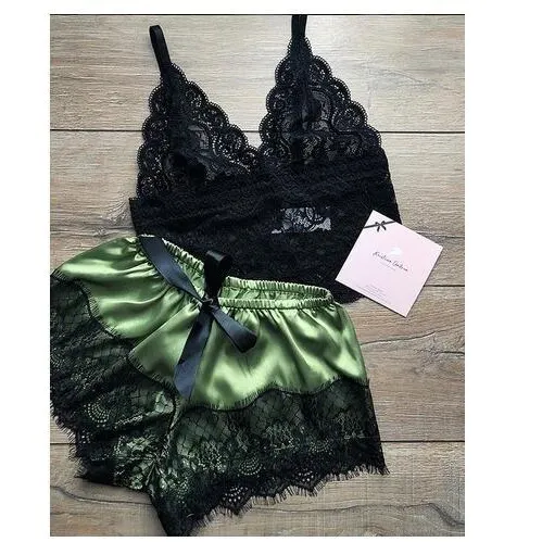 Churchf Summer Lady Simulation Silk Sling Princess Pajamas Sexy Extremely Tempting Two Sets Of Underwear Pyjamas Homewear