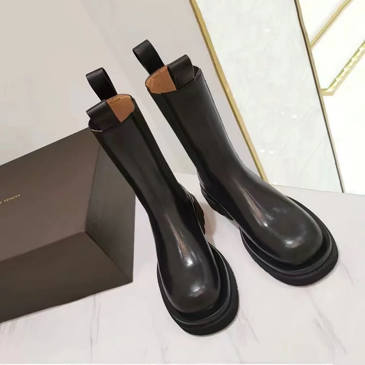 British Style Chimney Boots Thick Sole Plus Fleece Chelsea Boots  Stunahome.com