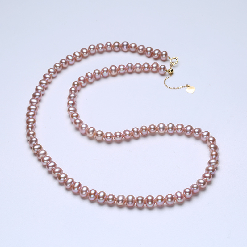 MIKAMU 18K Gold Purple Freshwater Pearl Necklace - Elegant and Versatile Choker