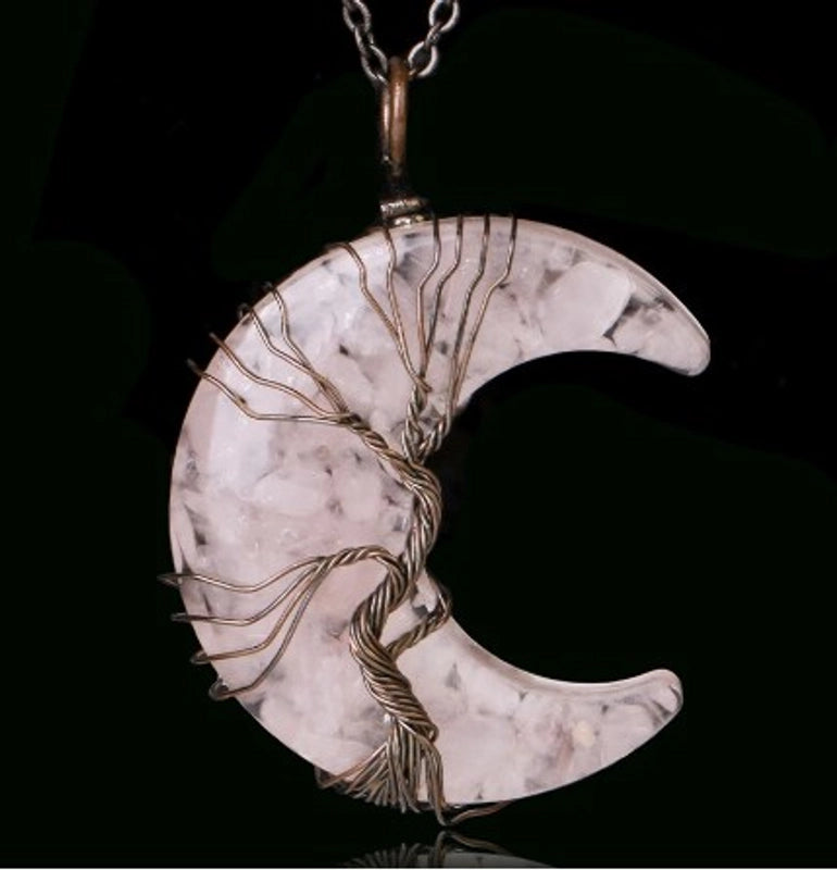 Casual Minimalist Moon Natural Stone Opal Plating Women’s Pendant Necklace Necklace Pendant