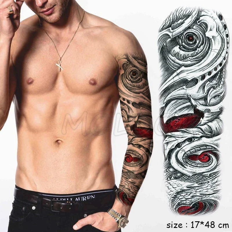 Waterproof Temporary Tattoo Sticker Full Arm Large Virgin Cross Tatoo Stickers Flash Fake Tattoos for Men Women