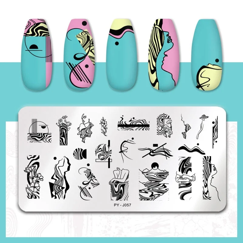 PICT YOU Flower Nail Stamping Plates Line Pictures Nail Art Plate Stamp Template Marble Leaves Image Printing Plates Nail Tools-Nail Inspo