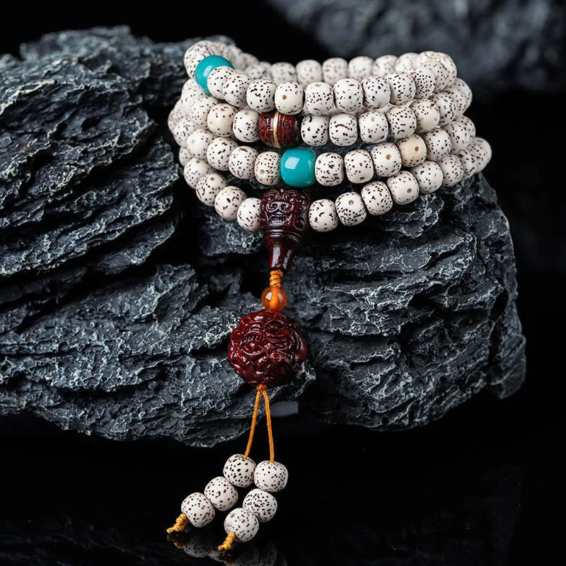 Tibetan 108 Mala Beads Bodhi Seed Elephant PiXiu Peace Bracelet