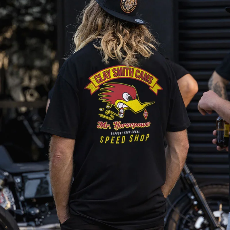 CLAY SMITH CAMS MR. HORSEPOWER SPEED SHOP Print Men's T-shirt