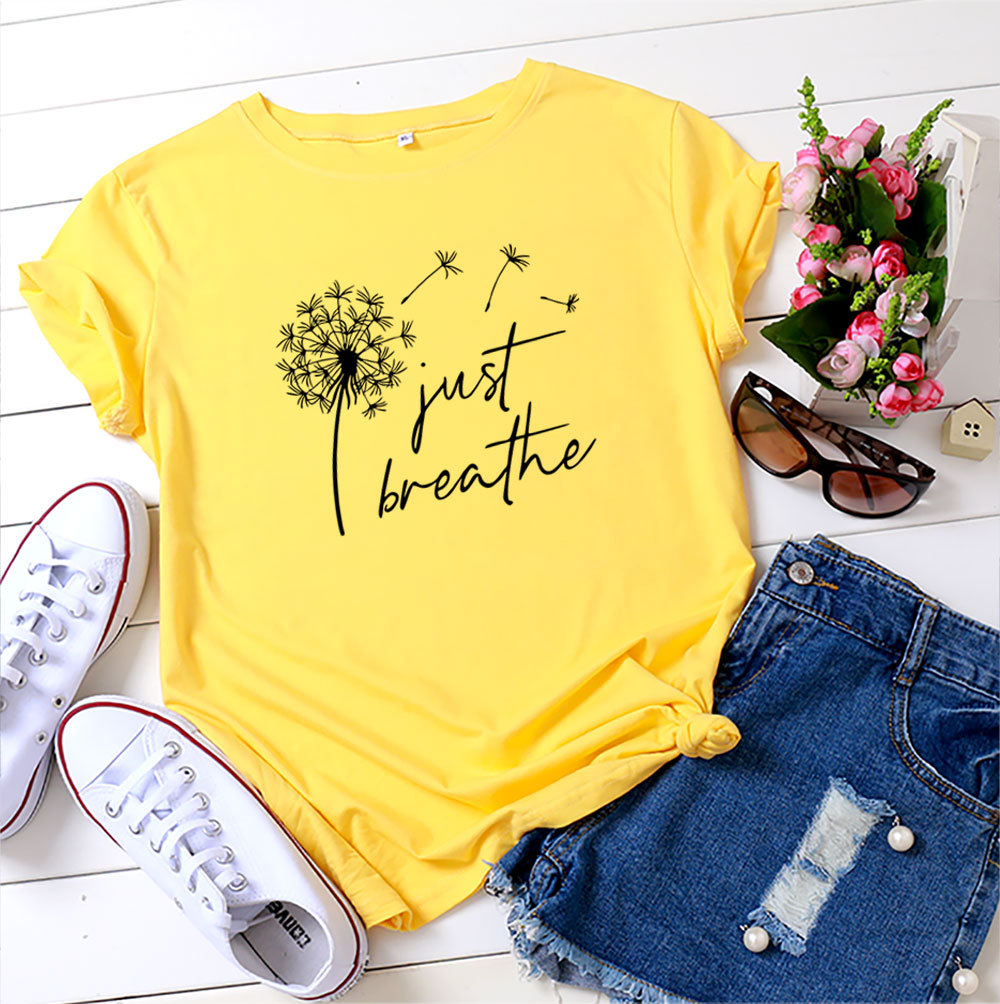 Just Breathe Dandelion Women's Cotton T-Shirt | ARKGET