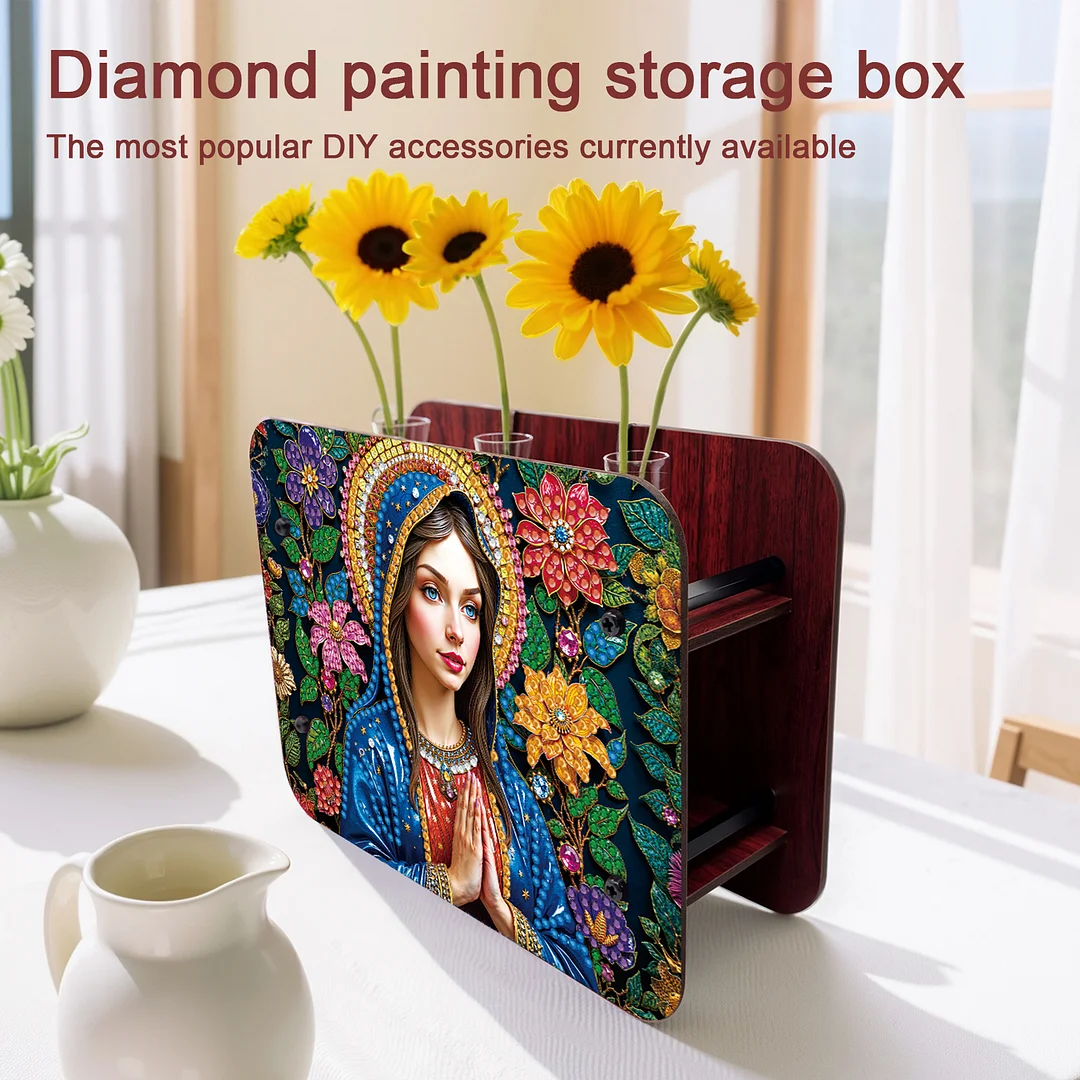 Lady DIY Flower Vase Wooden Double Sided Desktop Diamond Art Kit for Home Decor