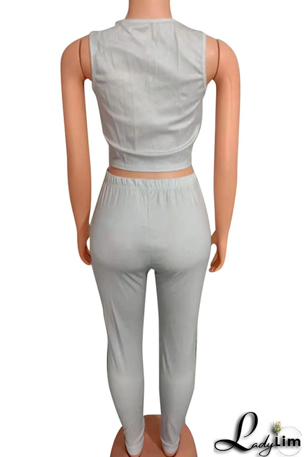 White Sexy Casual Solid Vests Pants O Neck Sleeveless Two Pieces