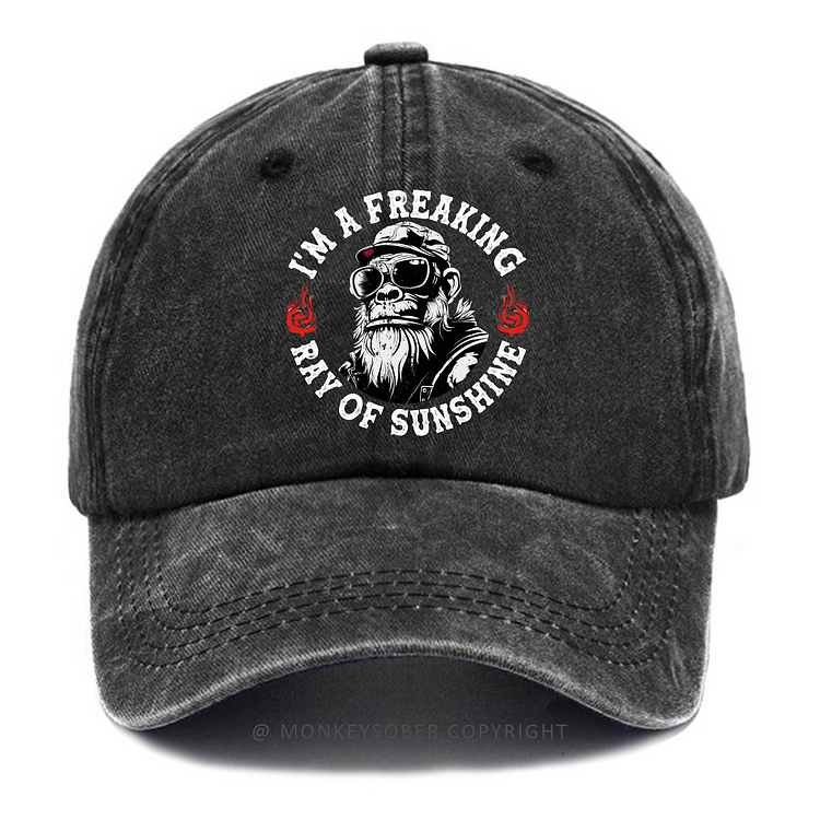 Personalized "I'm A Freaking Ray Of Sunshine" Custom Washed Baseball Caps