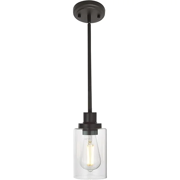 Black Pendant Light 1-Light Modern Dining Room Lighting Fixtures Hanging Mini Chandelier Lighting for Kitchen Island, Pendant Lamp Ceiling Hanging for Stair Hallway