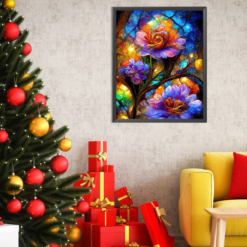 Diamond Painting - Full Square Drill - Stained Glass Flower(Canvas|40*50cm)