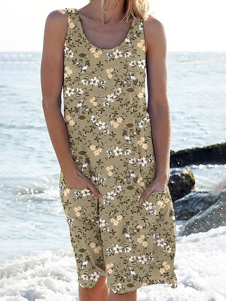 Women'S Elegant Floral Pattern For Seaside Holiday Casual Stylish Dress