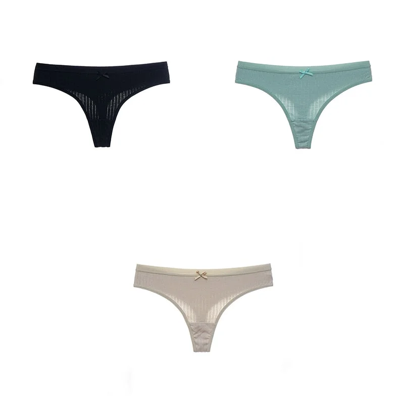 3PCS/Set G-string Panties Cotton Women's Underwear Sexy Pantie Female Underpants Thong Solid Color Panty Lingerie M-XL Hot Sale